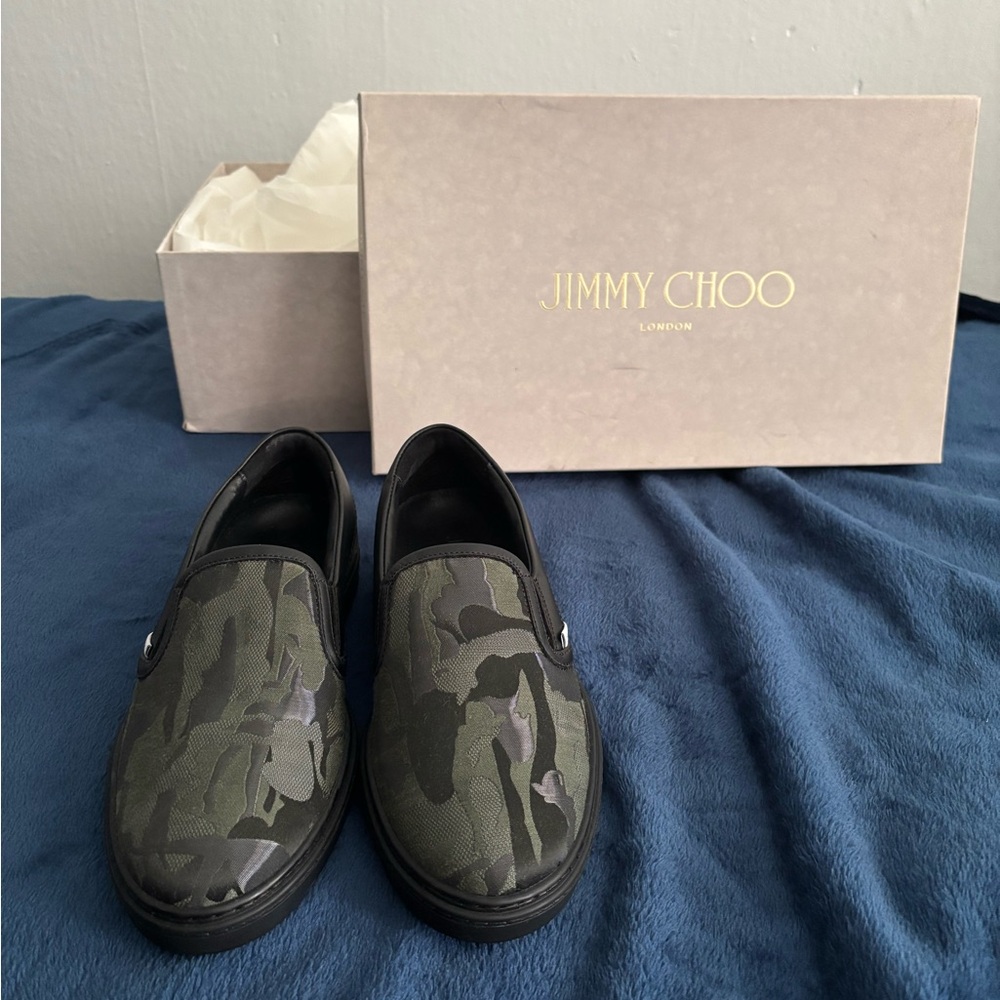 Brand New Jimmy Choo Green and Black Loafers Slip-Ons with Box
